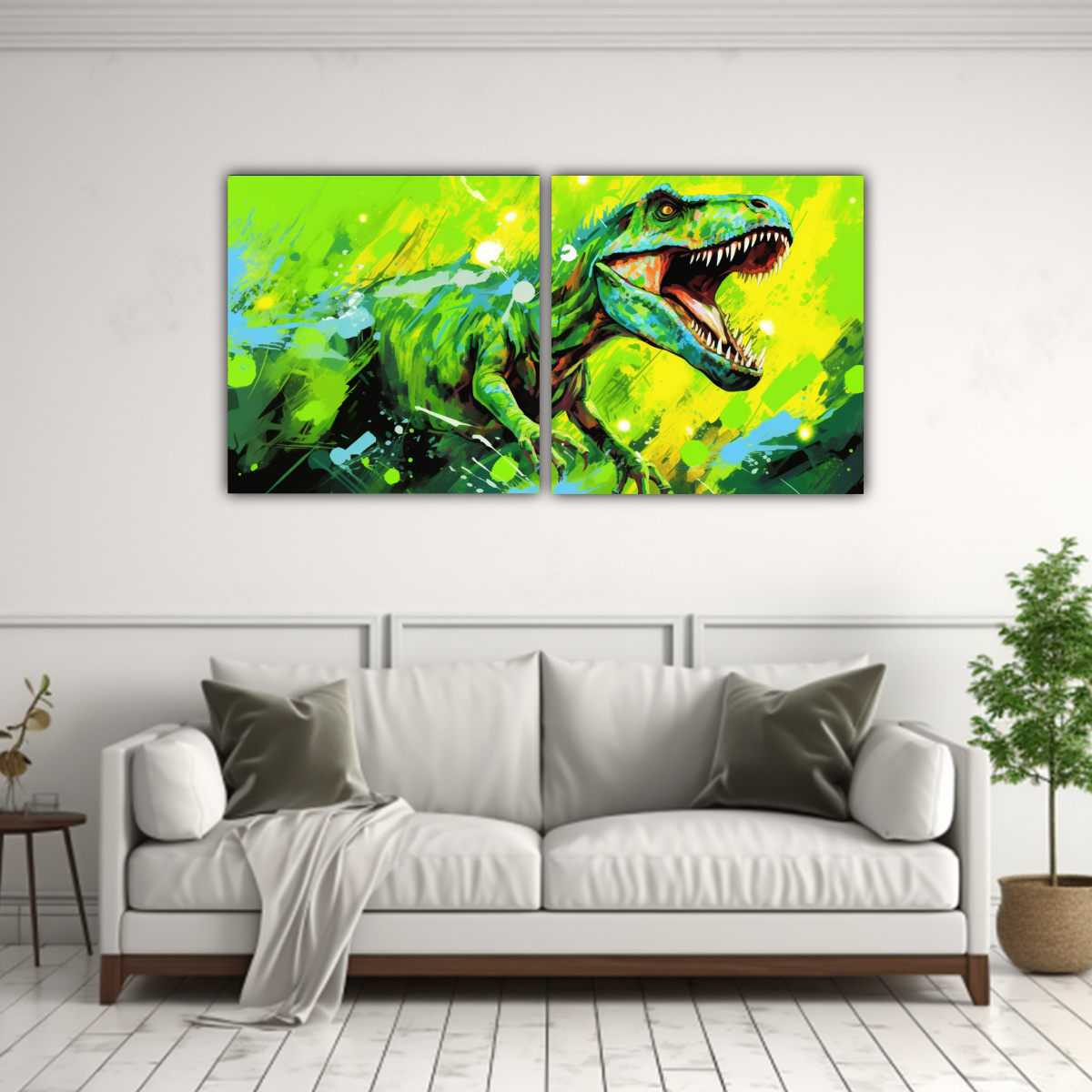 set-2-cuadros-expresi-n-dinosaurios-legendarios-en-colores-verde-y-capri-1