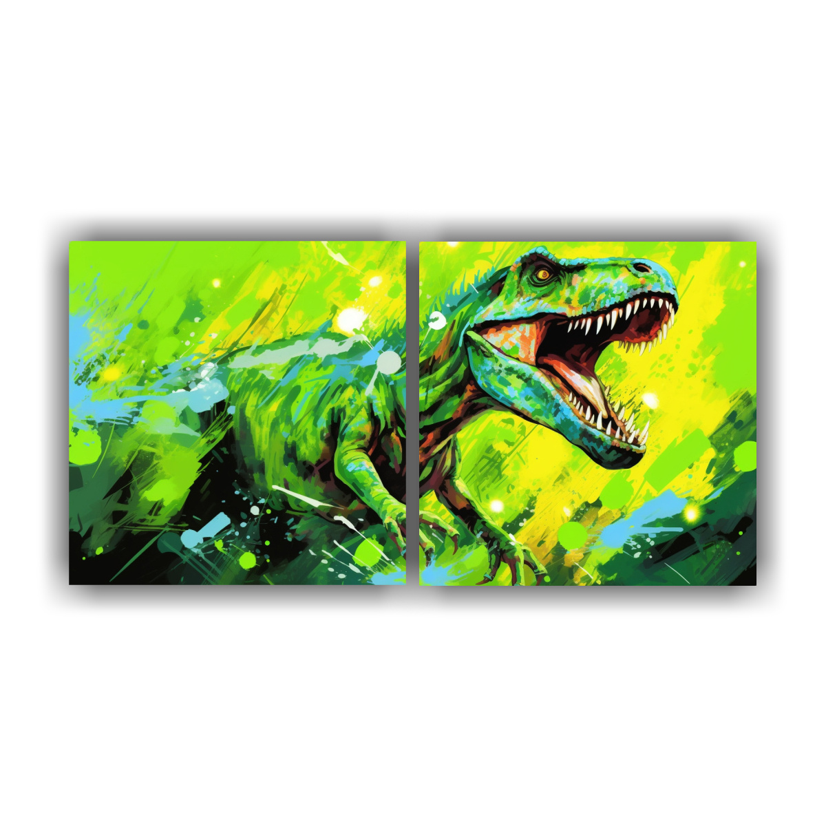 set-2-cuadros-expresi-n-dinosaurios-legendarios-en-colores-verde-y-capri