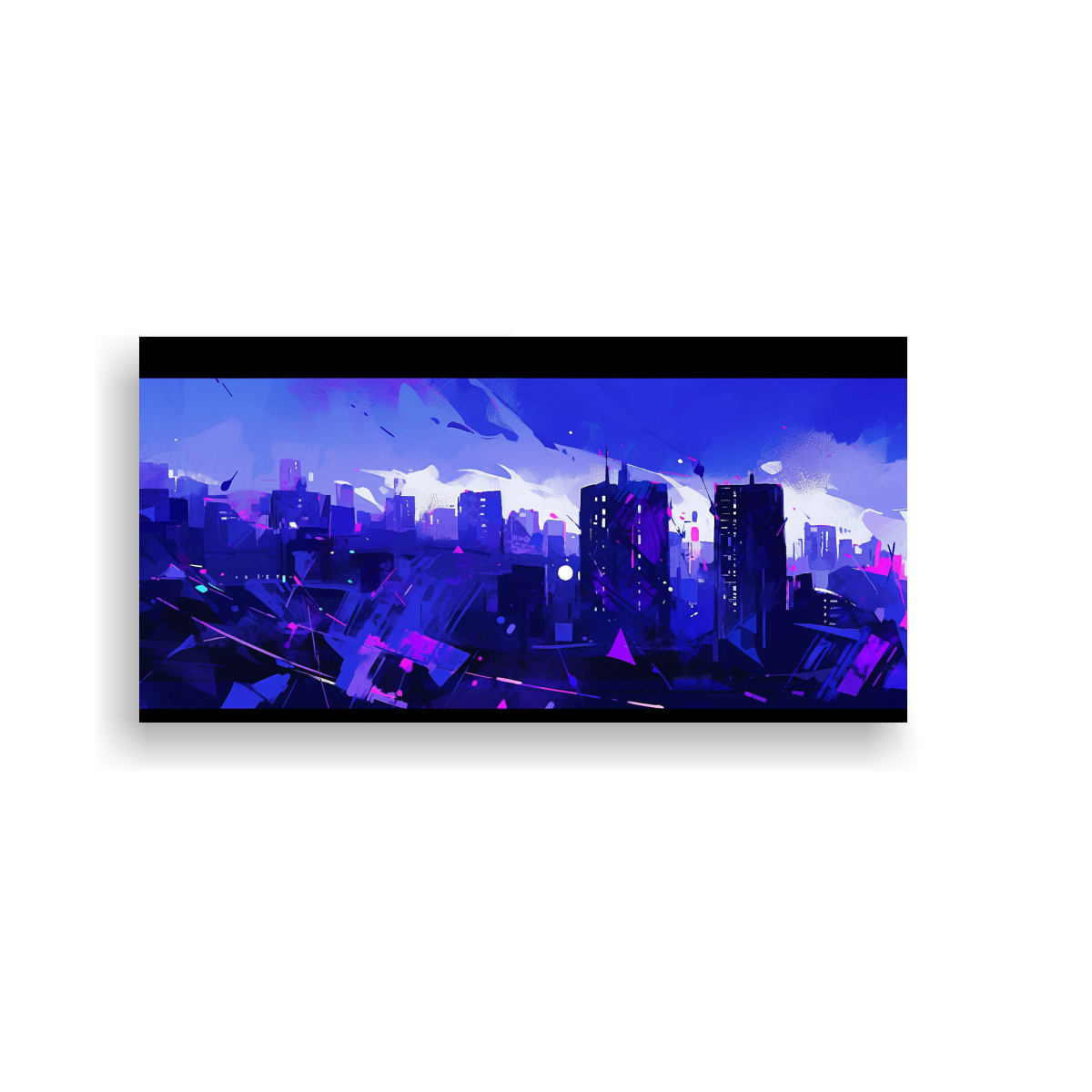 tela-en-bastidor-imagen-brillante-de-santiago-en-chile-en-colores-p-rpura-y-azul-neo