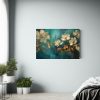 venta-de-arte-de-pared-escena-de-flores-pintadas-en-teal-texturizado-sutil-1