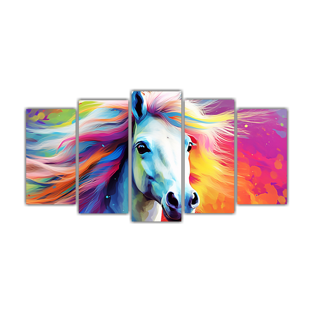 cinco-lienzos-tela-luminosa-miniatura-caballo-en-tonos-pastel-y-blanco-neo-pop-art