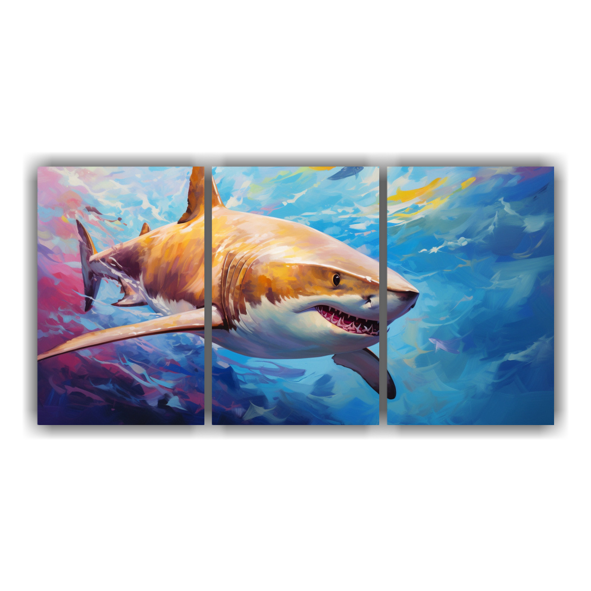 conjunto-3-cuadros-impactantes-de-tibur-n-toro-en-estilo-pintura-al-estilo-leo-colorida