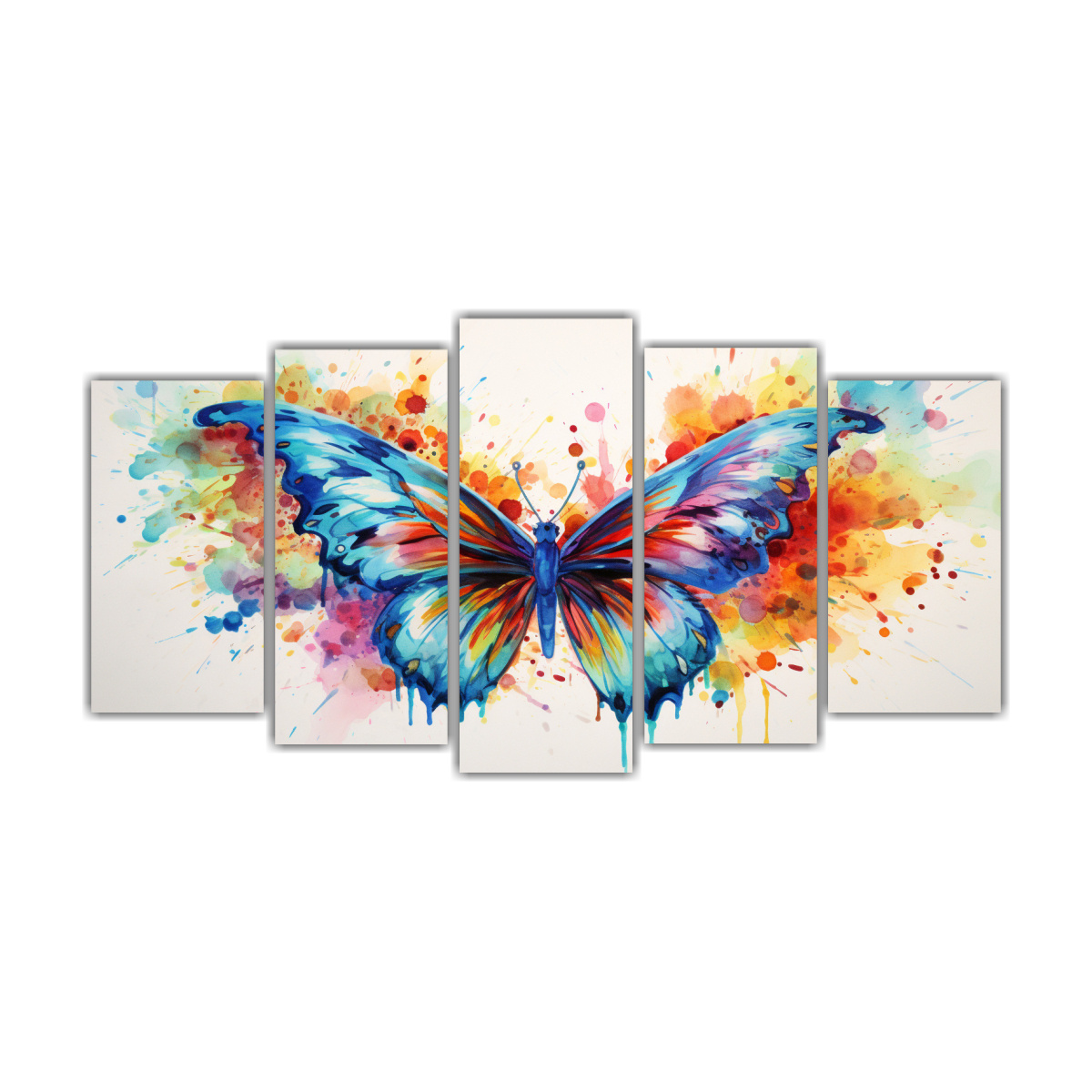 conjunto-5-cuadros-concepto-mariposa-acuarela-colorida-estilo-pintura-
