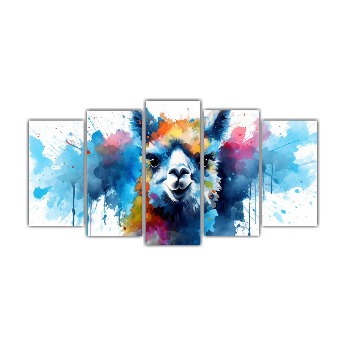 conjunto-5-cuadros-lienzo-alpaca-textura-y-colores-azules-arte-pop-neo