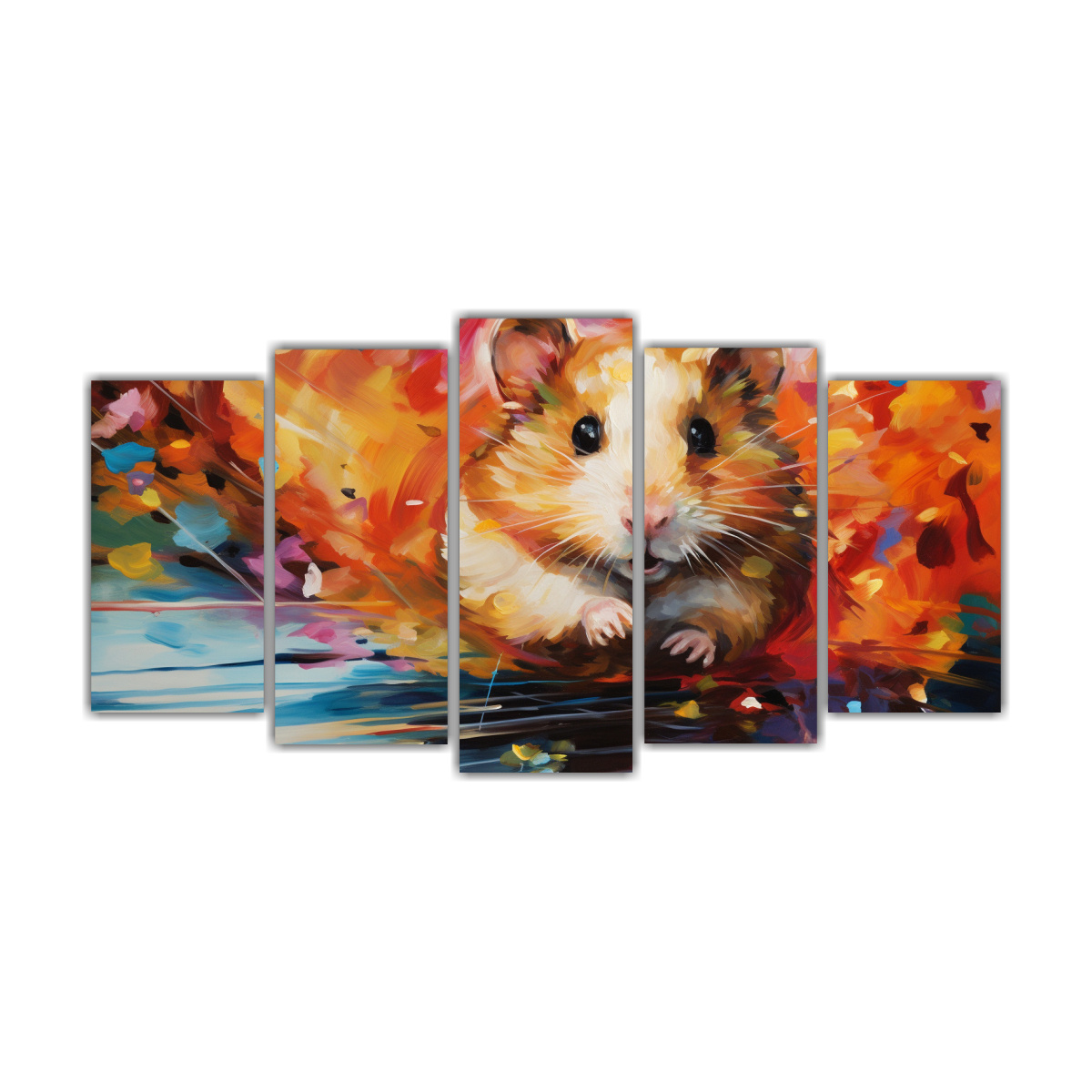 conjunto-5-cuadros-obra-maestra-hamsters-estilo-pintura-al-estilo-leo-colorida