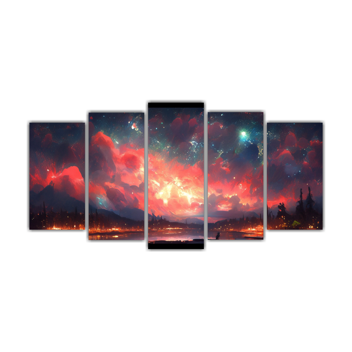 conjunto-5-lienzos-juveniles-aurora-boreal-rojos-estilo-galer-a-pintura-abstracta-de-alta-calidad