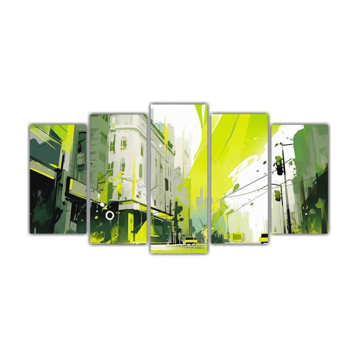 conjunto-5-lienzos-tela-acuarela-floral-santiago-chile-amarillo-verde-neo