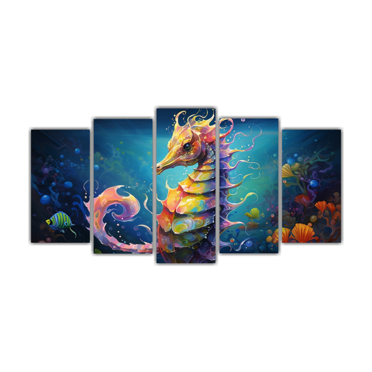 conjunto-cuadros-calidad-alta-efecto-caballito-mar-colorido-estilo-pintura-estilo-leo