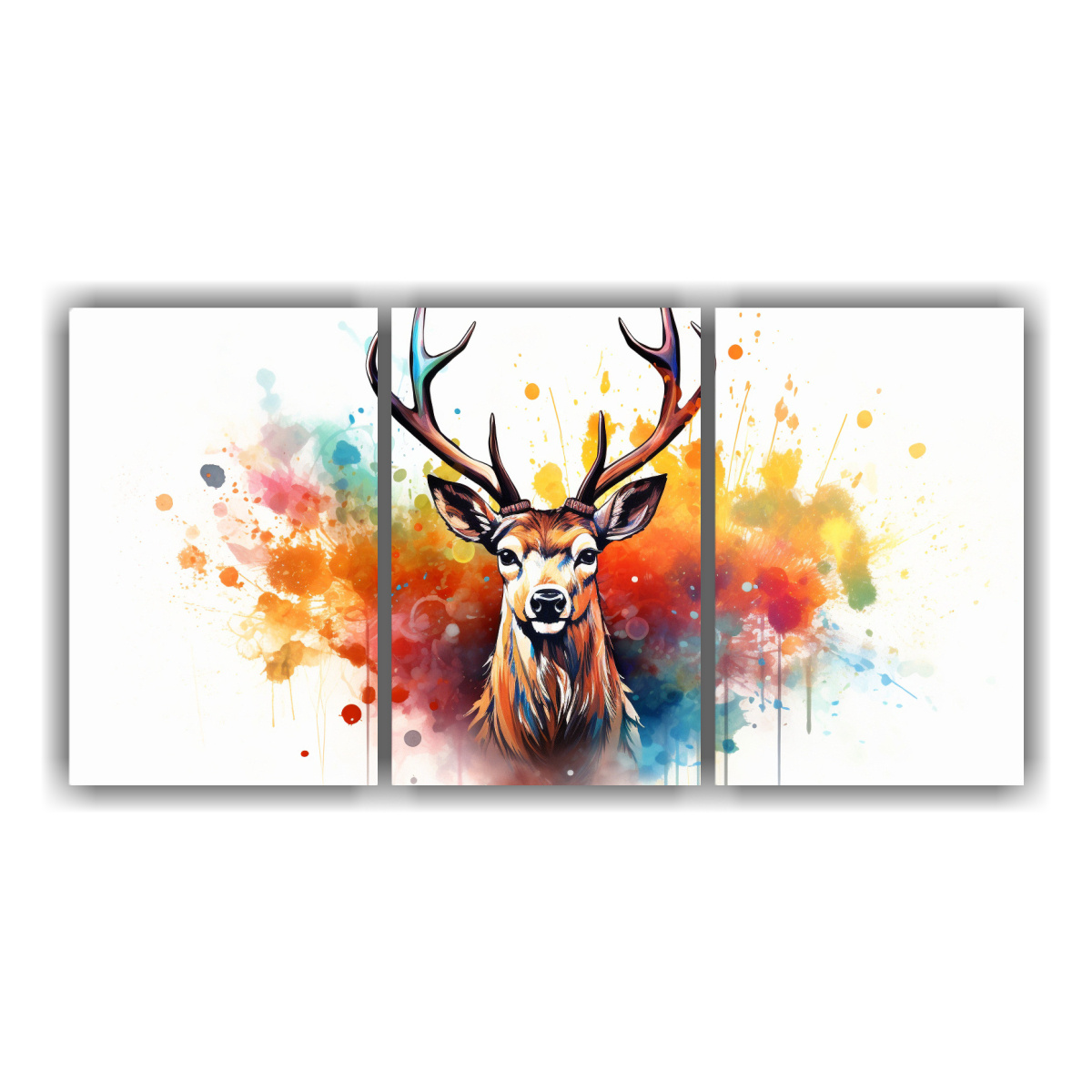 conjunto-de-3-lienzos-creativos-estilo-acuarelas-coloridas-ciervos