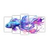 conjunto-de-5-cuadros-de-tela-cuadro-belleza-a-peces-de-acuario-en-colores-morado-y-azul-neo-pop-art
