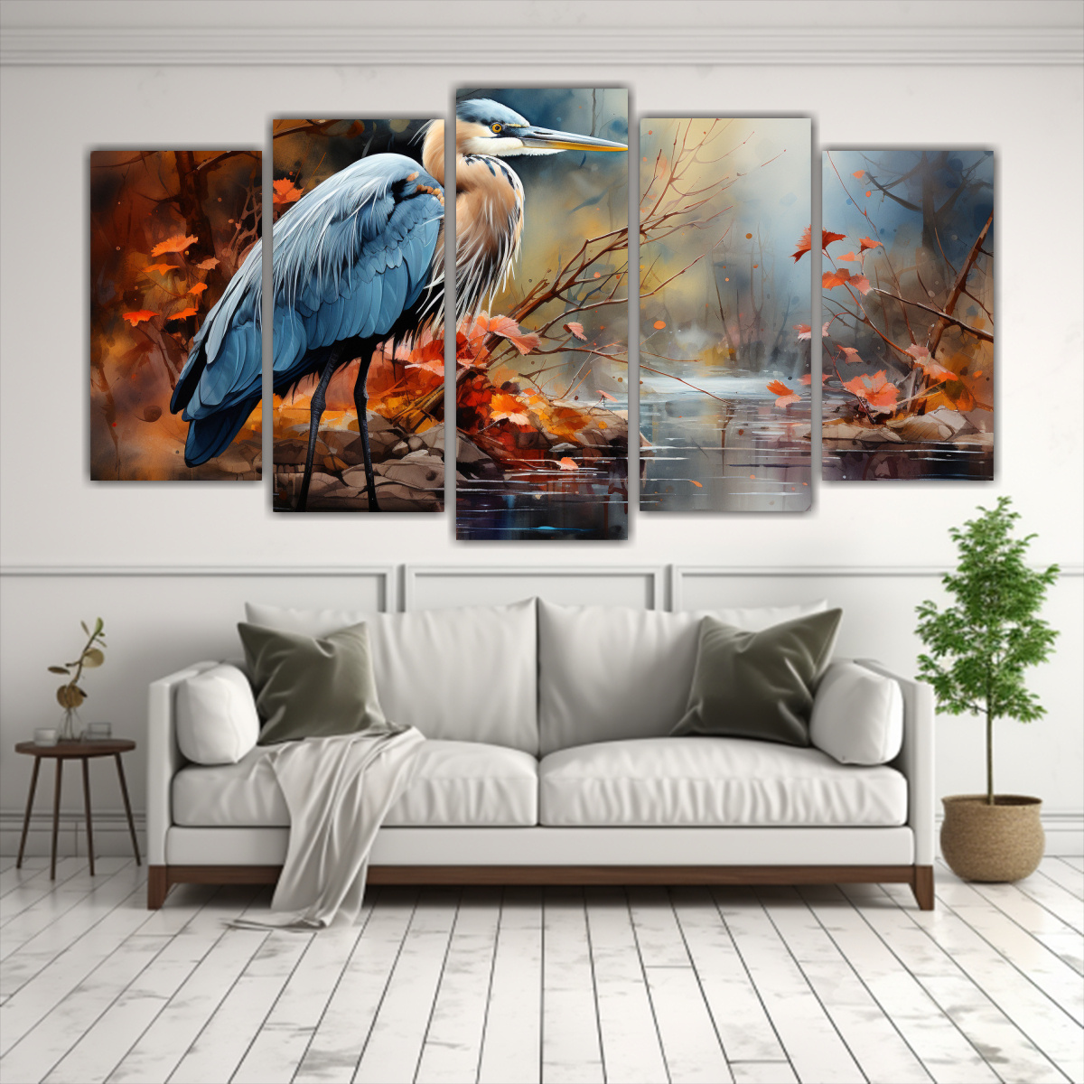 conjunto-de-5-telas-en-bastidor-tema-escena-a-garza-acuarelas-coloridas-estilo-pintura-1