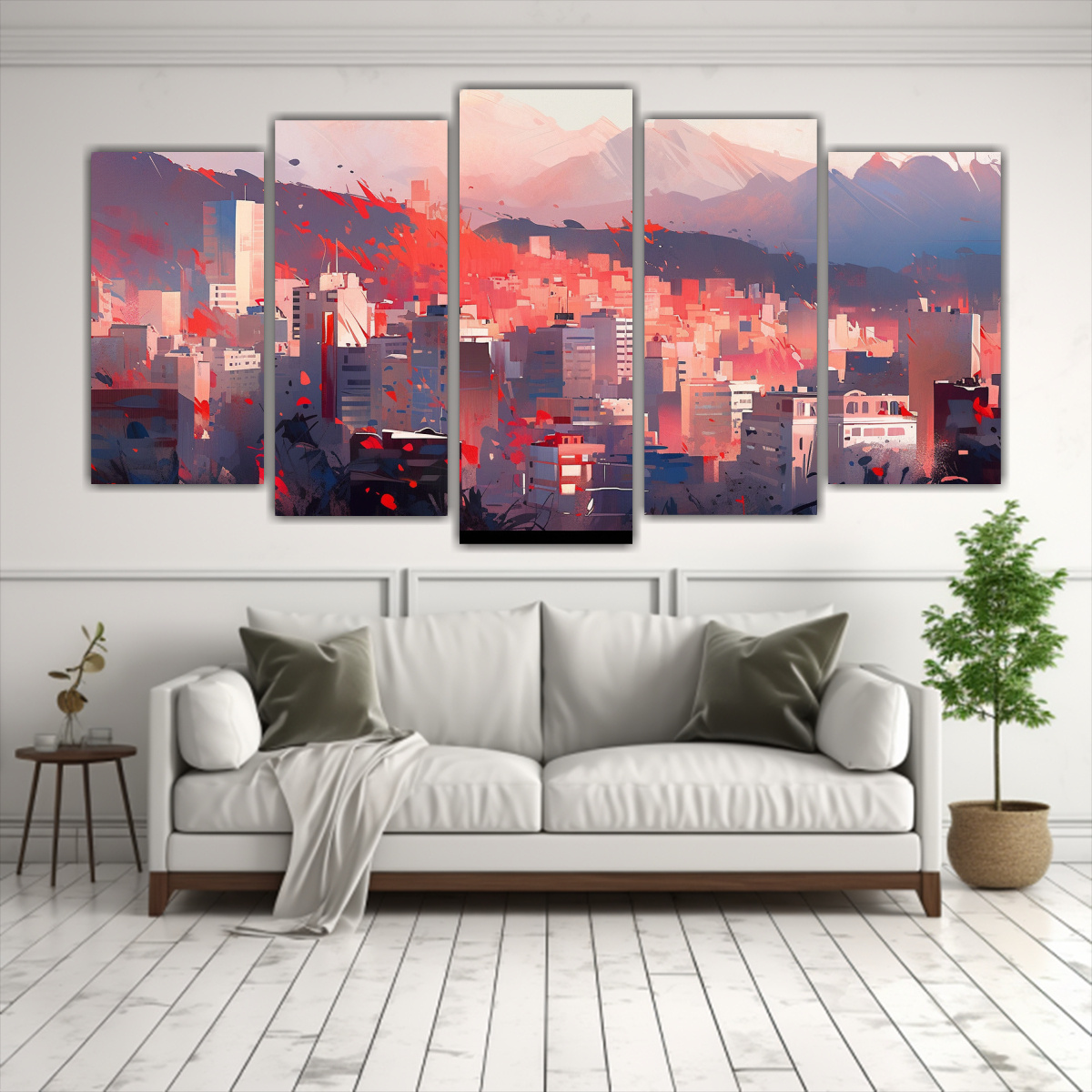 conjunto-de-cuadros-minimalistas-santiago-en-chile-en-tonos-pastel-y-rojo-neon-1