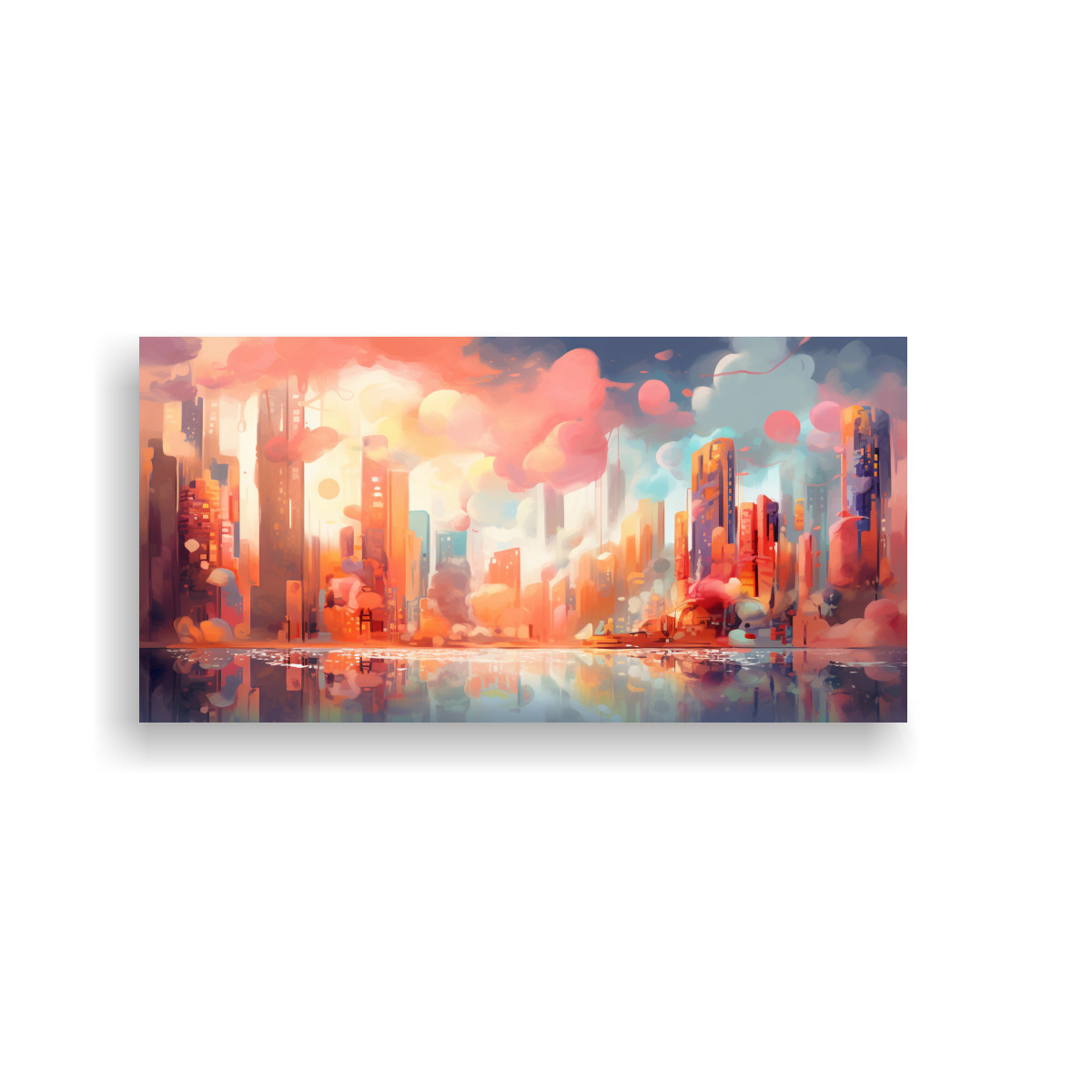 Cuadro Abstracto Ciudad Imaginaria Perspectiva Ciudadela Decocuadros