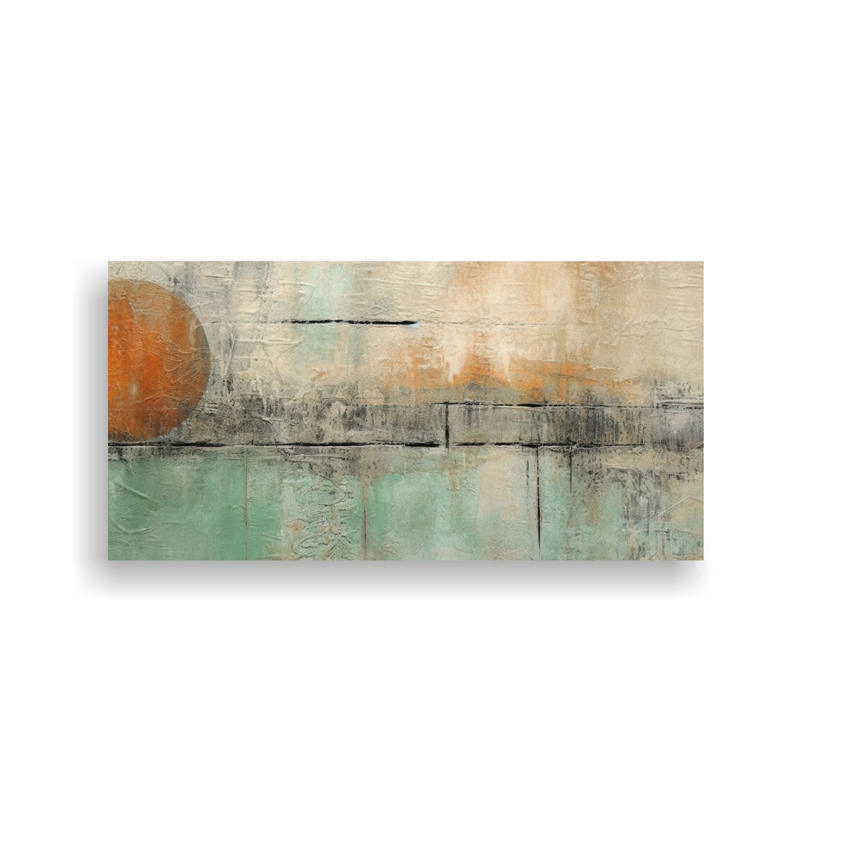 cuadro-abstracto-gris-claro-verde-quemado-naranja-claro-minimalista