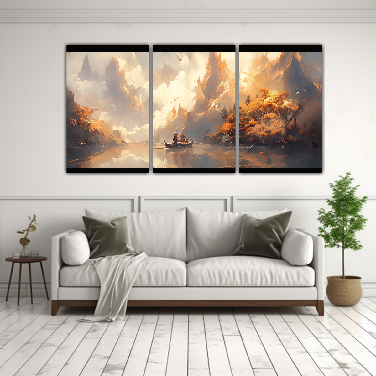 cuadro-abstracto-vintage-de-lago-y-monta-as-con-tonos-dorados-1