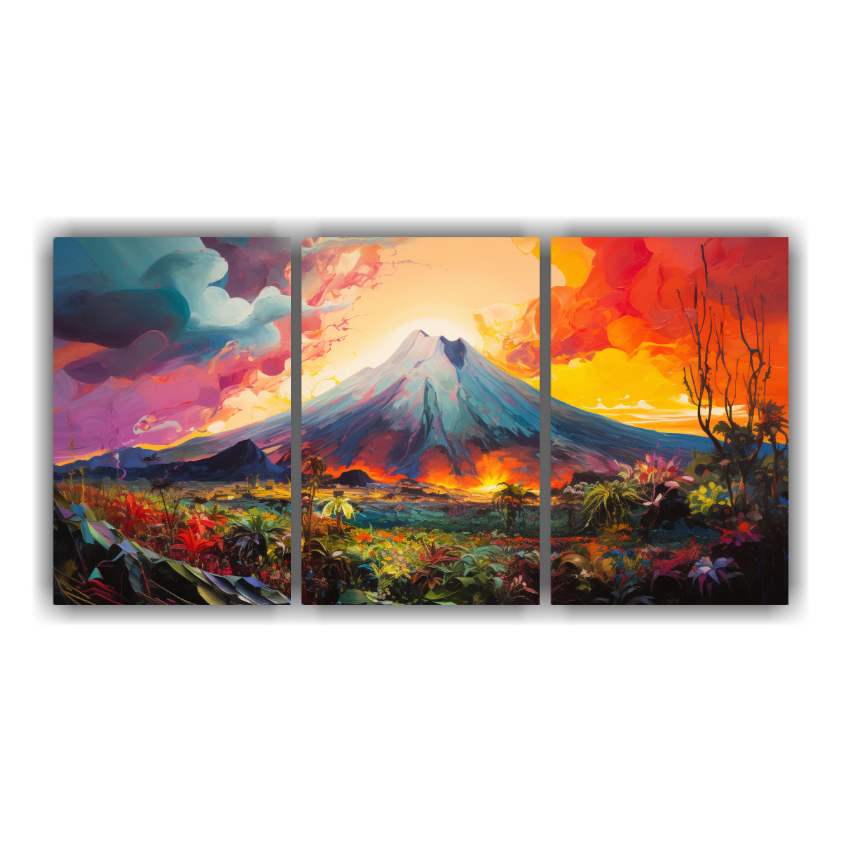 cuadro-abstracto-volc-n-con-arco-ris-y-colores-naranja