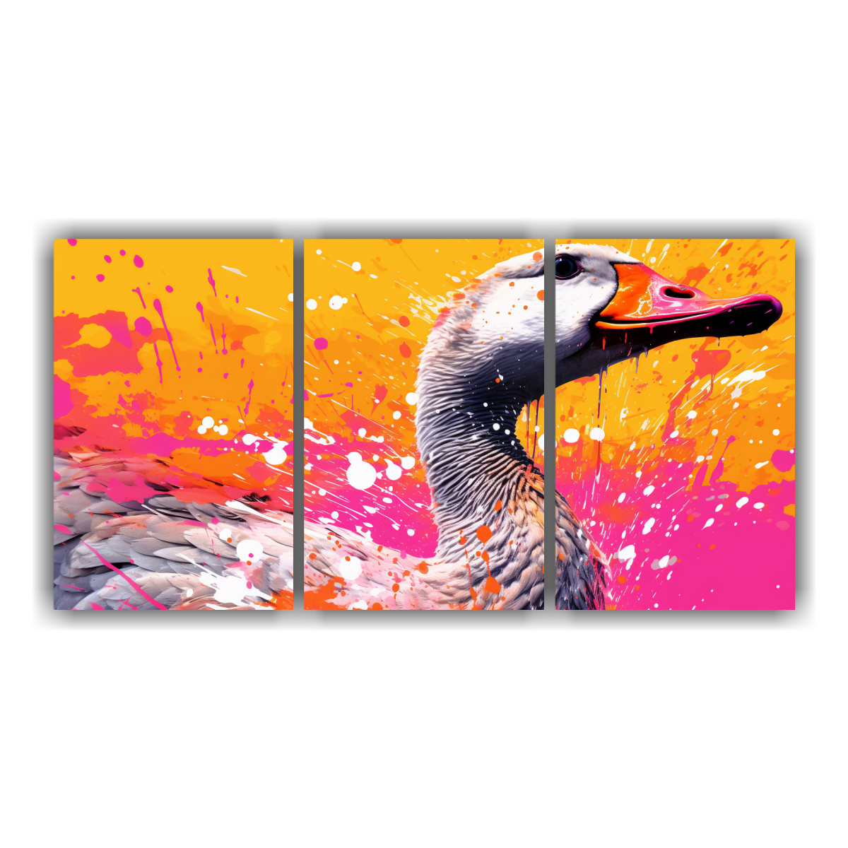 cuadro-de-gansos-en-colores-naranja-y-rosa-neo-pop-art