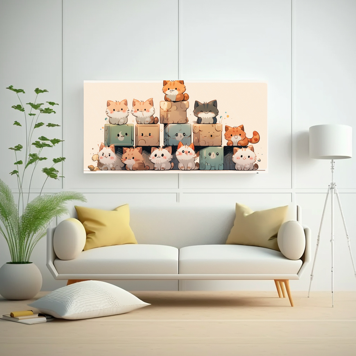 cuadro-de-gatos-coloridos-en-una-pila-mirando-hacia-el-frente-1