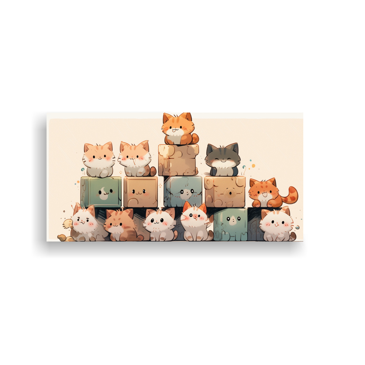 cuadro-de-gatos-coloridos-en-una-pila-mirando-hacia-el-frente