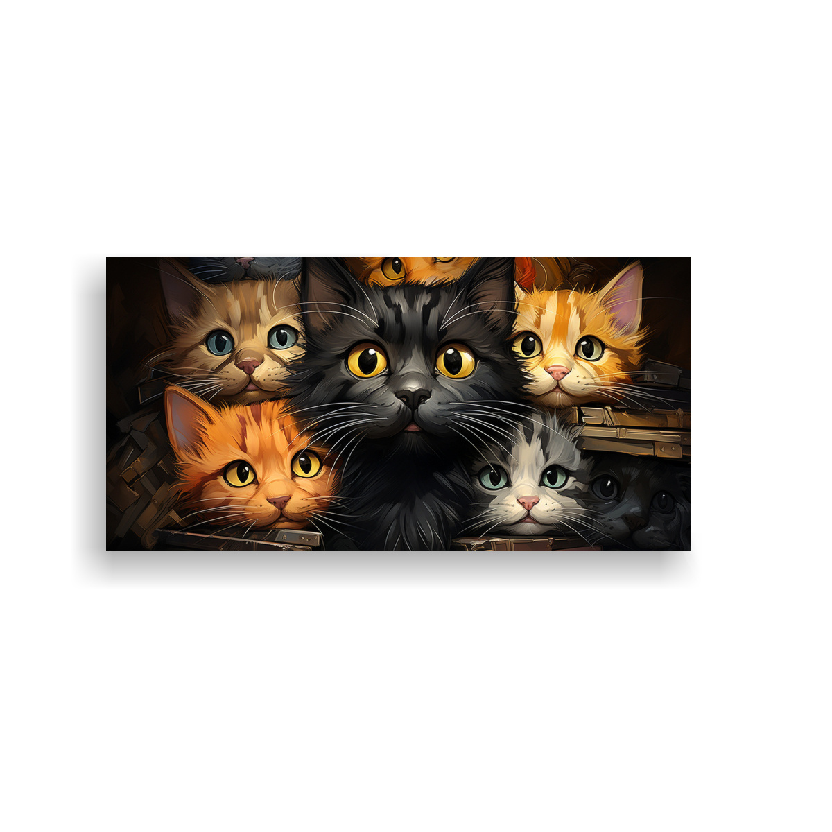 cuadro-de-gatos-de-colores-sobre-fondo-naranja-2