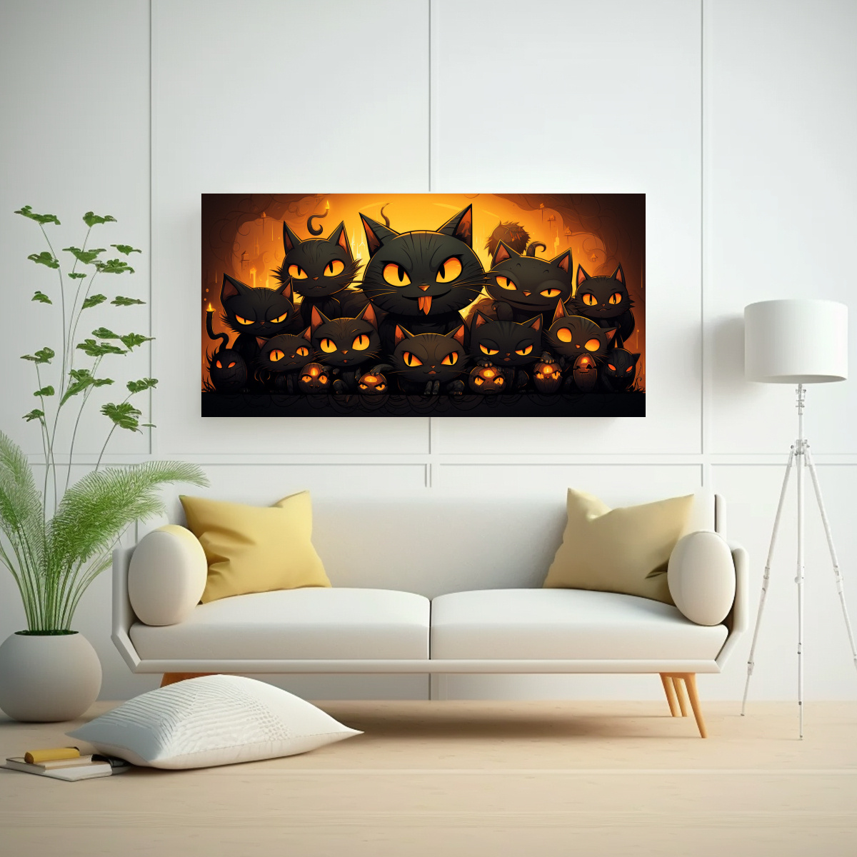 cuadro-de-gatos-negros-en-bastidor-felina-y-luminosa-muchos-felinos-mirando-1-1