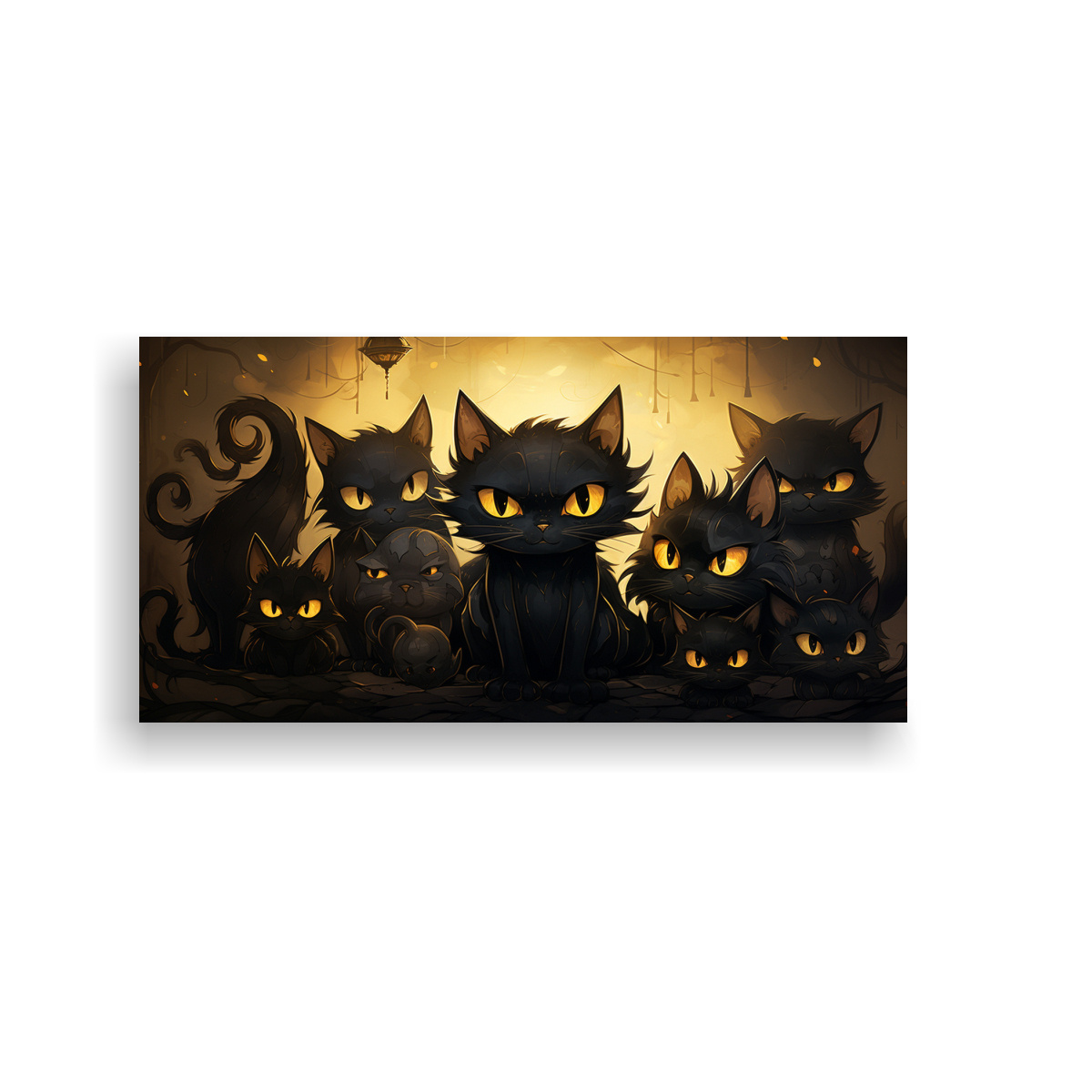 cuadro-decorativo-gatos-negros-sobre-pila-mirando-