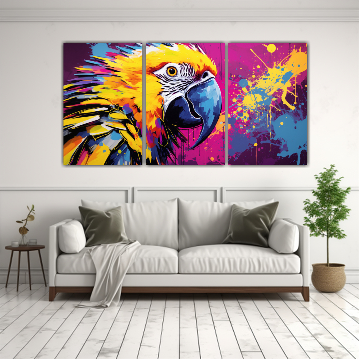cuadro-decorativo-loro-en-amarillo-y-morado-estilo-arte-neo-pop-1