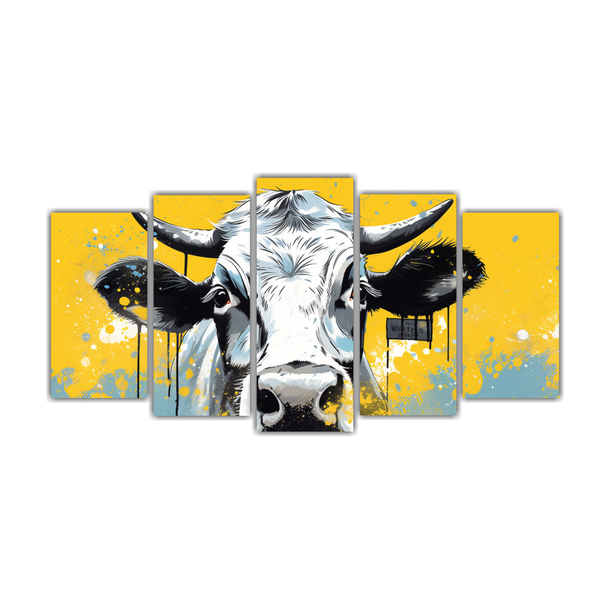 cuadro-decorativo-vaca-hereford-amarilla-en-estilo-neo-pop-art-