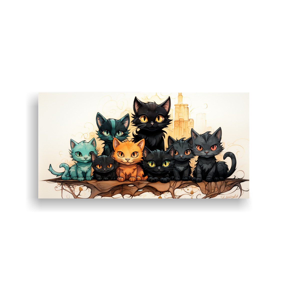 cuadro-dibujo-gatos-negros-lindos-en-pila-mirando-hacia-all-