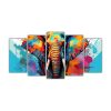 cuadro-elefante-savanna-arco-ris-y-turquesa-set-5-telas-bastidor-