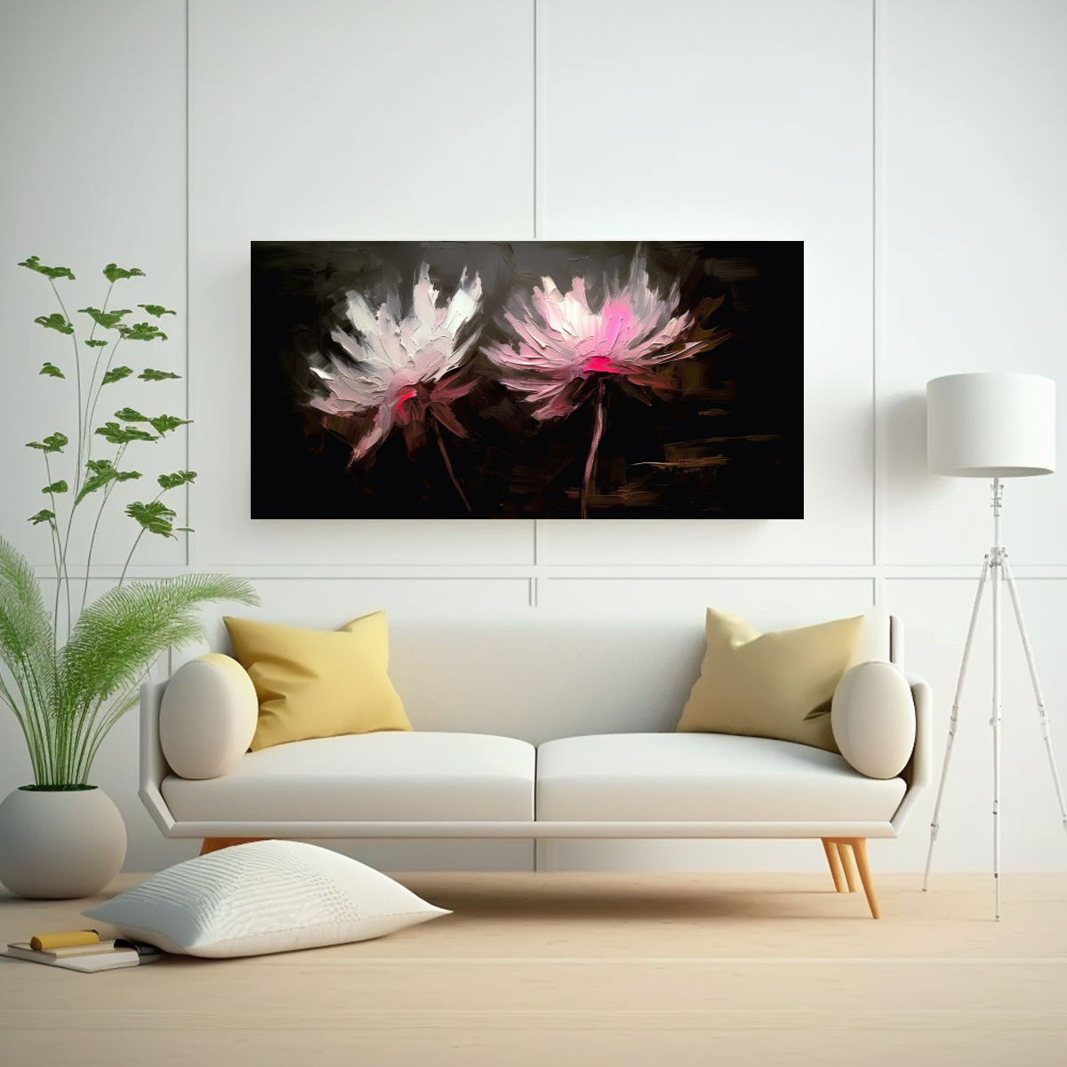 cuadro-elegante-de-dos-flores-sobre-fondo-negro-1