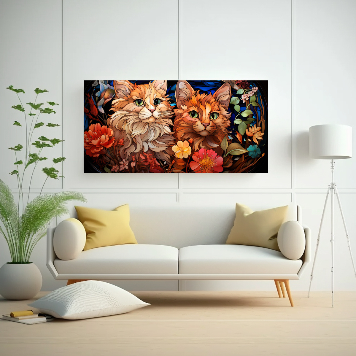 cuadro-horizontal-arte-digital-gatos-multicolor-vidriera-adorables-1