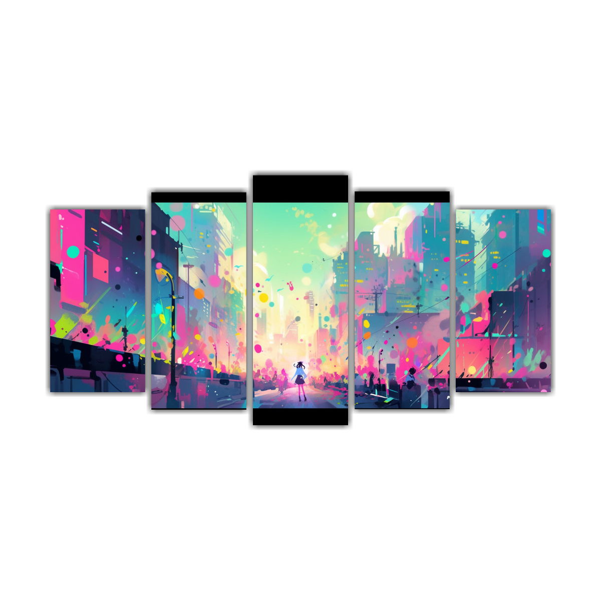 cuadro-inspiraci-n-cinco-canvas-de-santiago-en-chile-en-colores-arco-ris-y-pastel