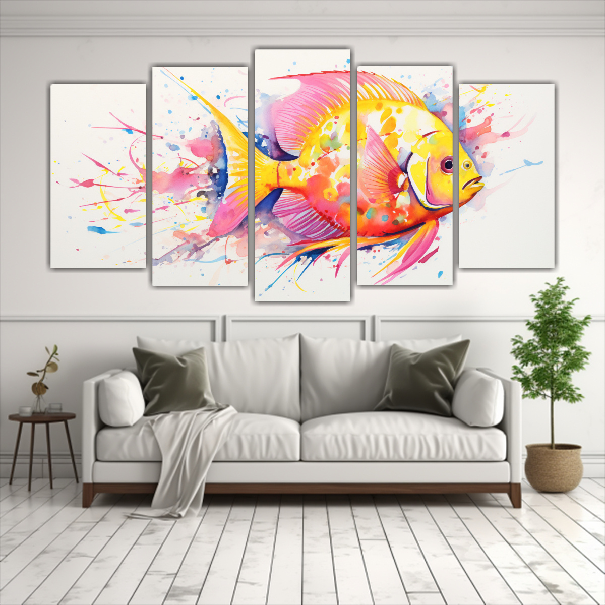 cuadro-lienzo-para-comedor-pez-ngel-en-colores-amarillo-y-rosa-pop-art-neo-1