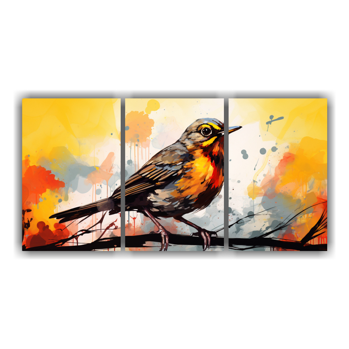 cuadro-lienzos-intensos-de-aves-en-amarillo-y-naranja
