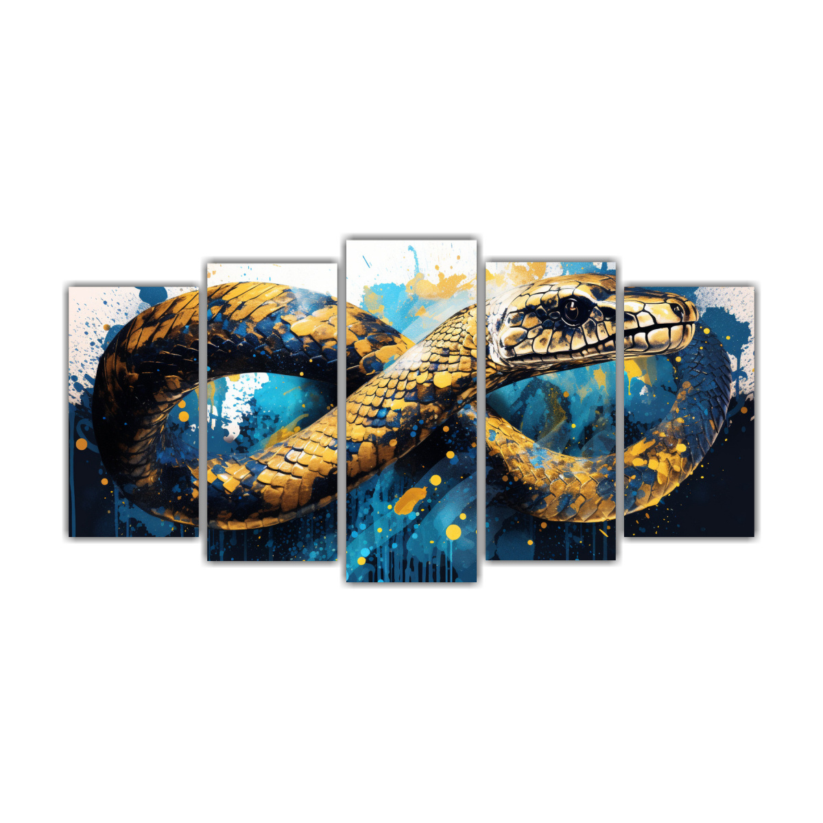cuadro-rattlesnake-en-oro-y-azul-neo-pop-art