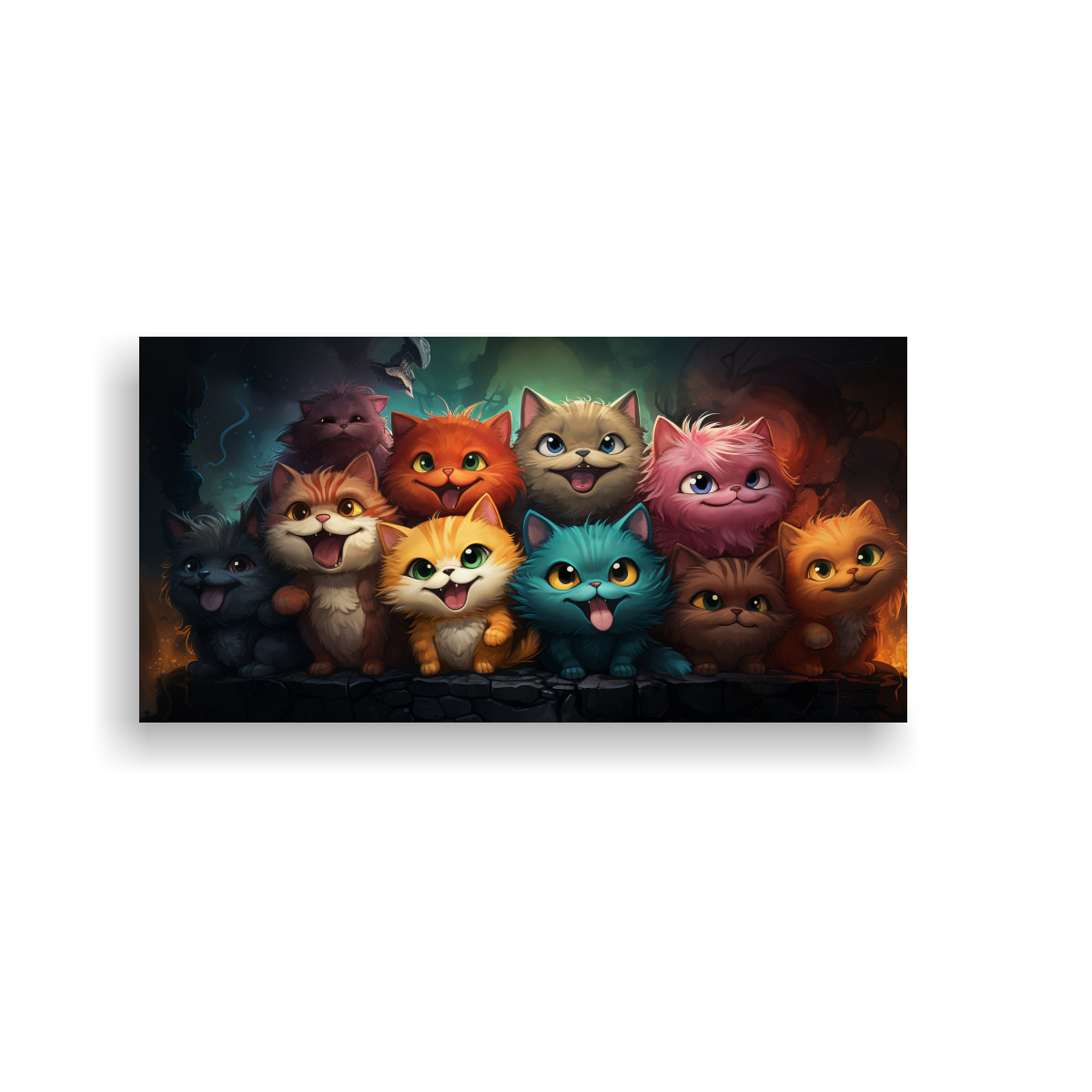 cuadro-tela-acuarela-gatos-colores-sobre-mont-n-mirando