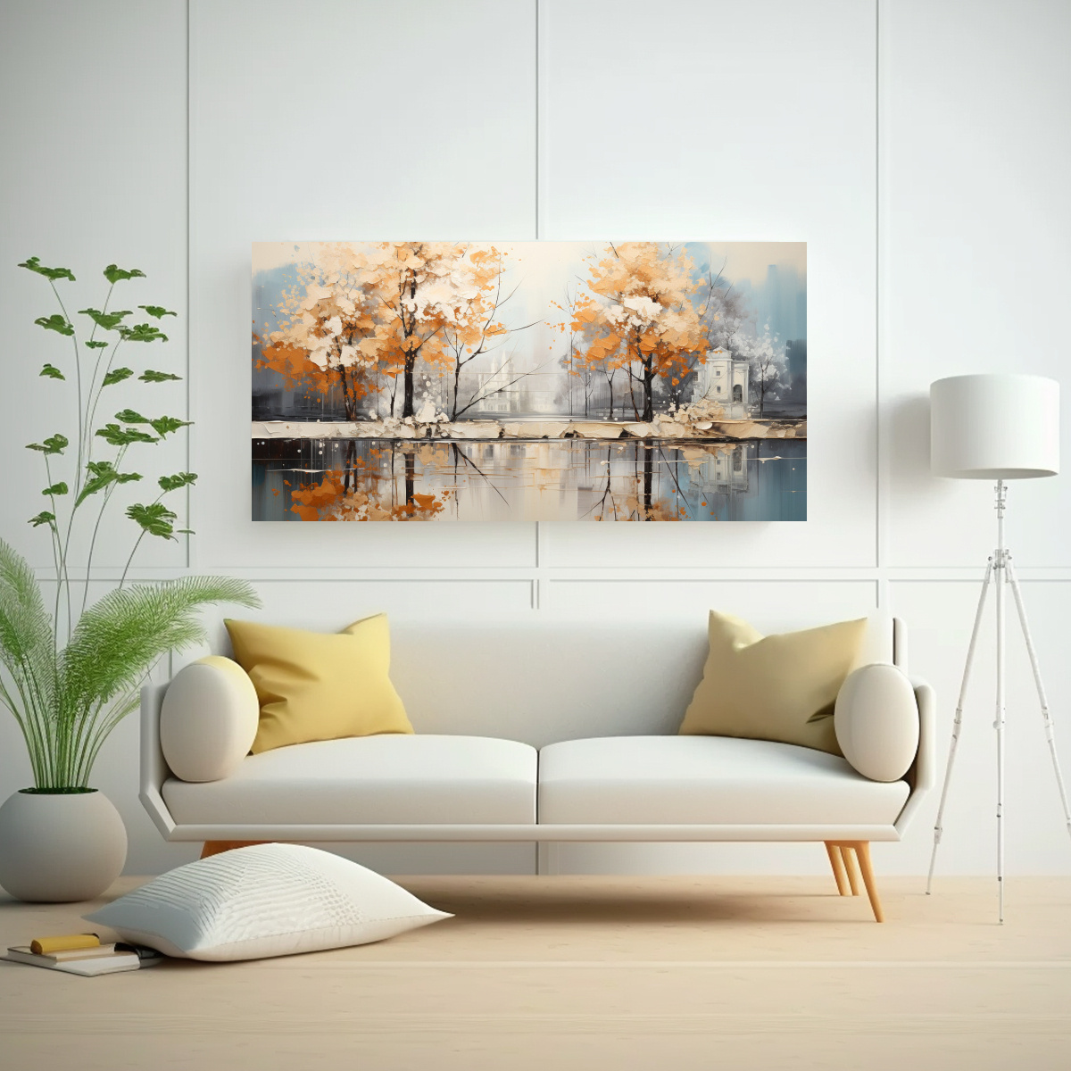 cuadro-tema-brillante-de-rboles-en-plata-y-blanco-1