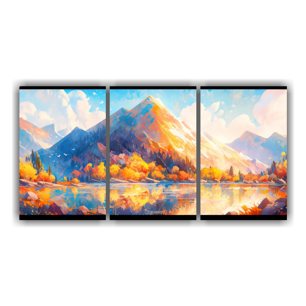 cuadros-abstractos-colores-vibrantes-en-monta-as-junto-al-lago