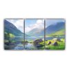 cuadros-abstractos-de-monta-as-junto-al-lago-con-colores-verdes
