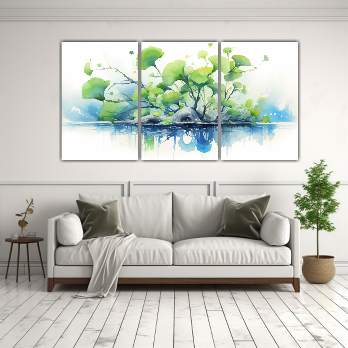 cuadros-abstractos-ginkgo-biloba-en-verde-y-azul-tres-lienzos-de-finas-l-neas-1-1