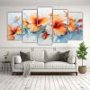 cuadros-abstractos-hibiscos-blanco-y-naranja-para-decorar-oficina-1