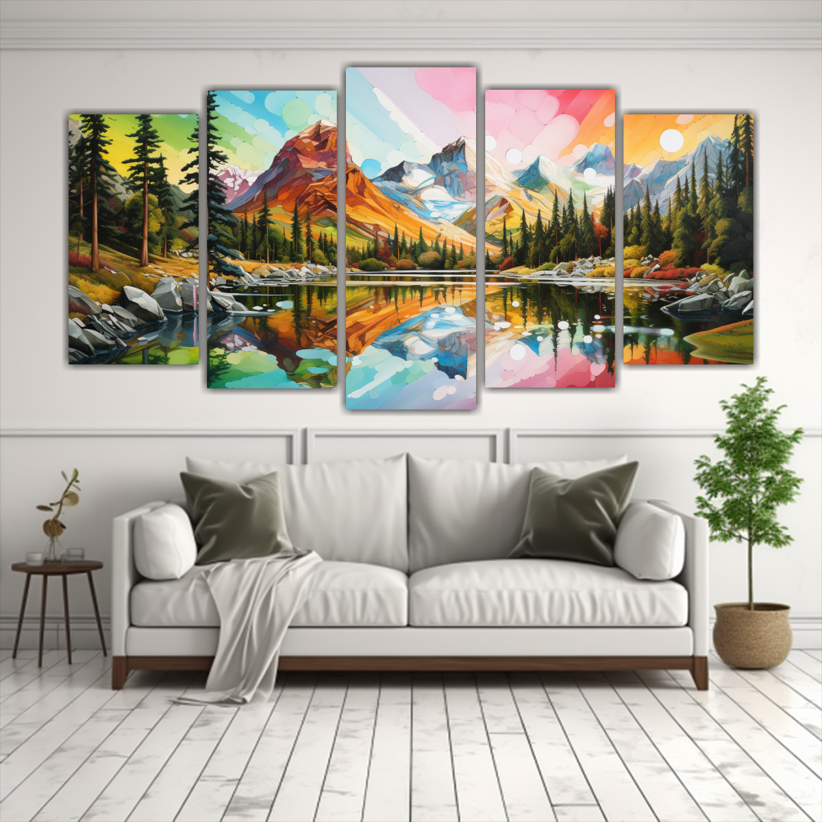 cuadros-acuarela-monta-as-junto-al-lago-con-arco-ris-y-colores-vibrantes-1