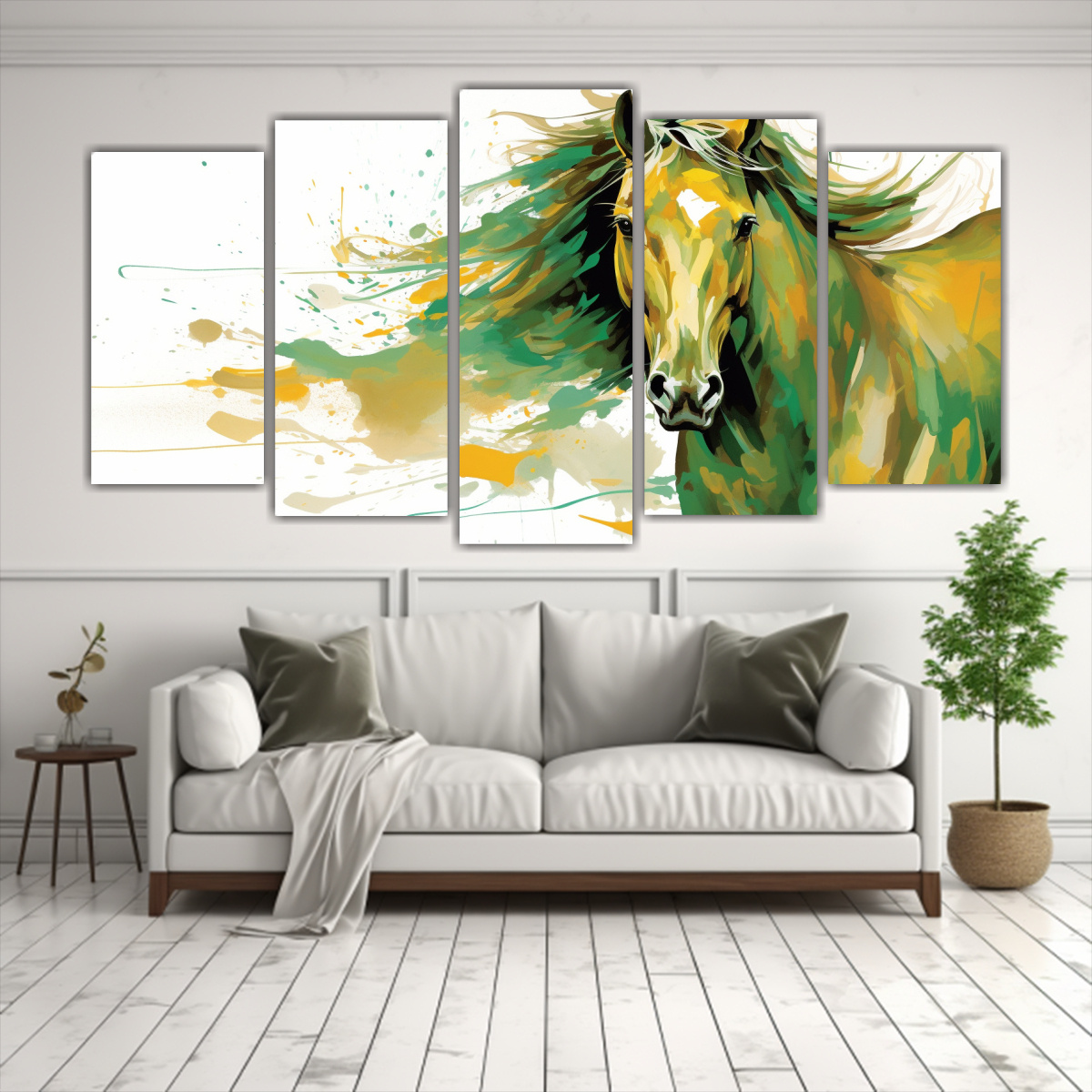 cuadros-alta-calidad-combinaci-n-caballo-verde-y-dorado-neo-pop-art-1