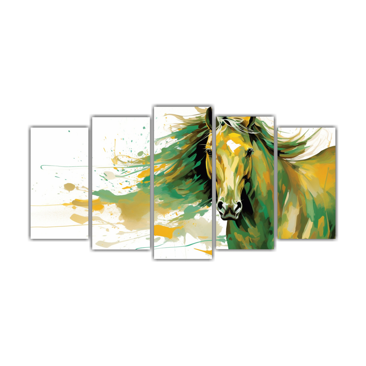 cuadros-alta-calidad-combinaci-n-caballo-verde-y-dorado-neo-pop-art