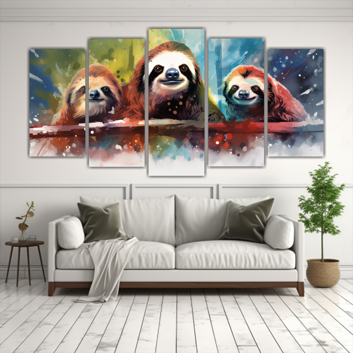 cuadros-bastidor-vintage-espacio-perezosos-bosque-nieve-neo-pop-art-1
