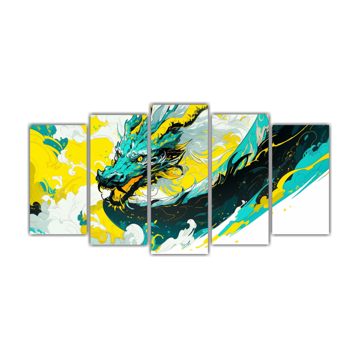 cuadros-composici-n-dragon-amarillo-y-turquesa-neonoir-