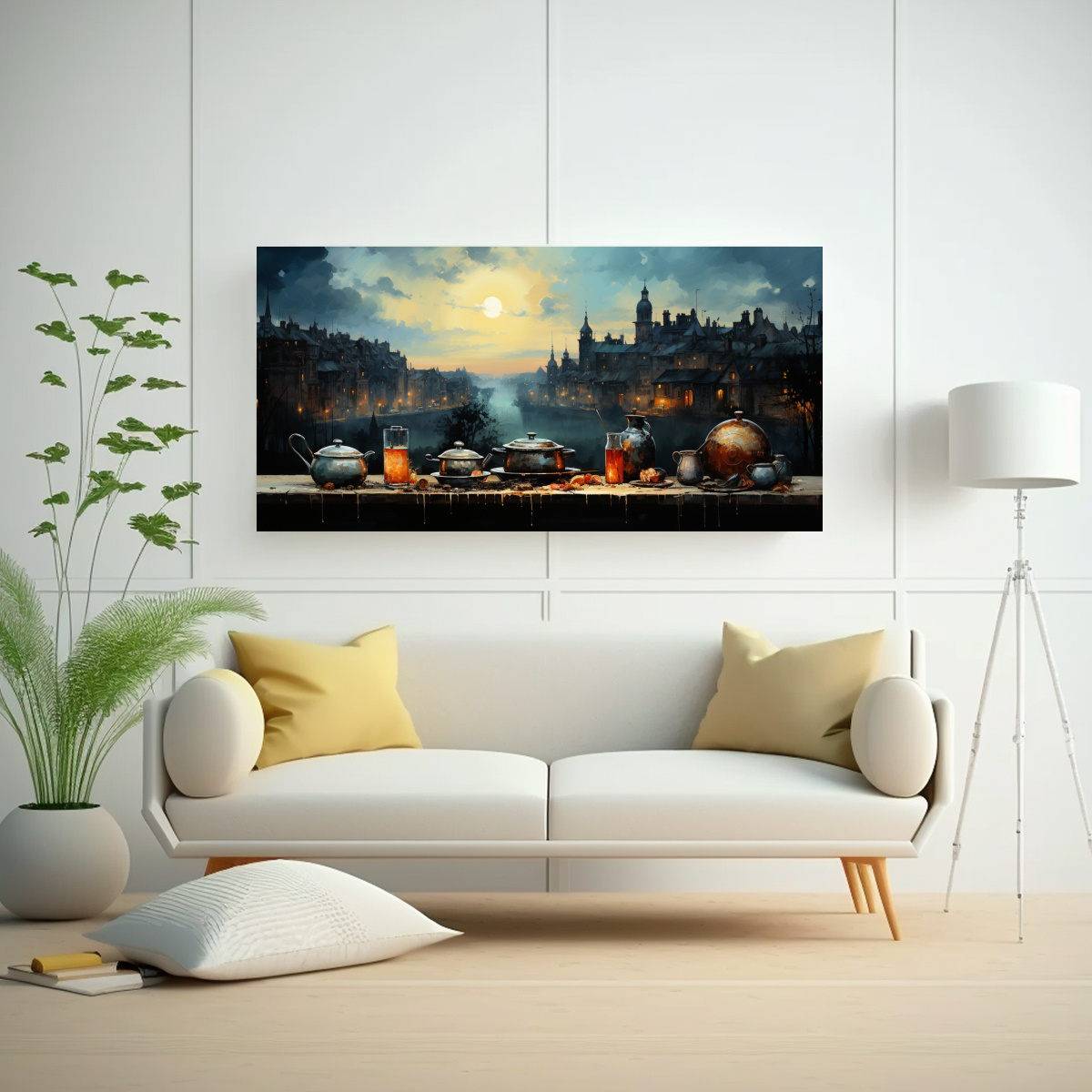 cuadros-de-decoraci-n-de-gatos-negros-sentados-en-un-tejado-mirando-la-luna-2