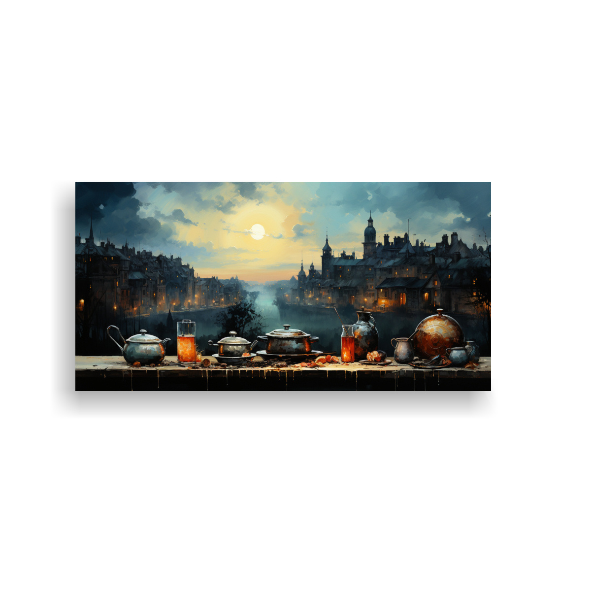 cuadros-de-decoraci-n-de-gatos-negros-sentados-en-un-tejado-mirando-la-luna