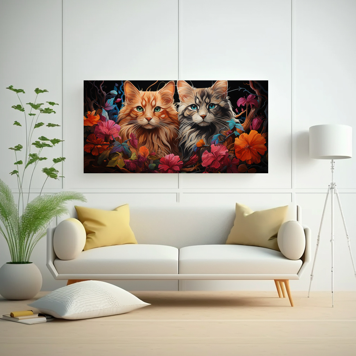 cuadros-de-gatos-adorables-en-ventana-de-vitral-en-arte-digital-1